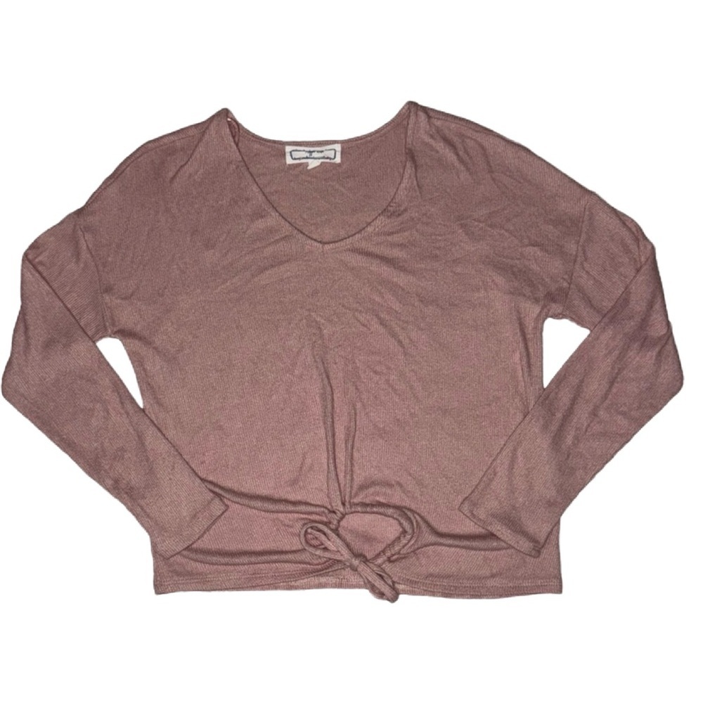 Hippie Rose Mauve Long Sleeve Tie-Front Top - Size M‎
